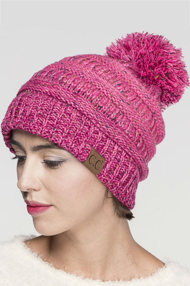 Women's Confetti Knit Beanie with Pom by BURACQ