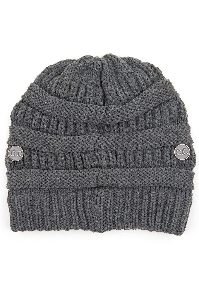 Women's Ribbed Knit Beanie with Mask Button — beanie photo 6