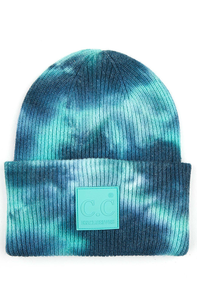 Women's Rubber Patch Tie Dye Knit Warm Beanie — beanie photo 7