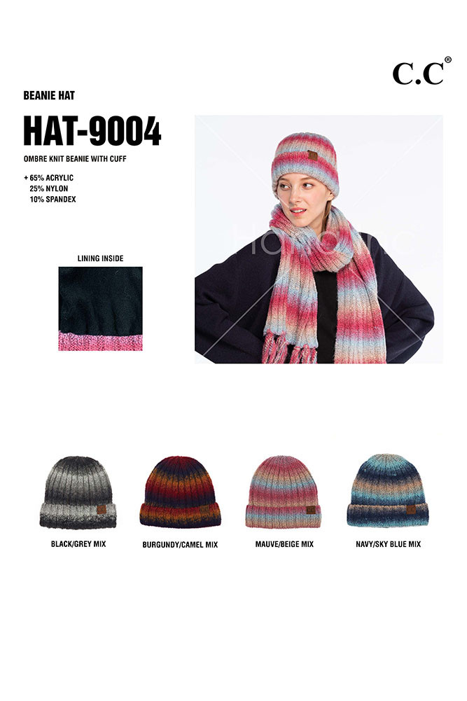 Women's Ombre Knit Beanie with Cuff — beanie photo 2