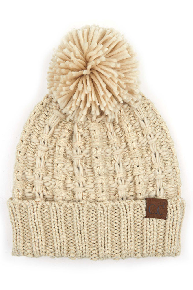 Women's Slipstitch Pom Beanie Hat — beanie photo 8
