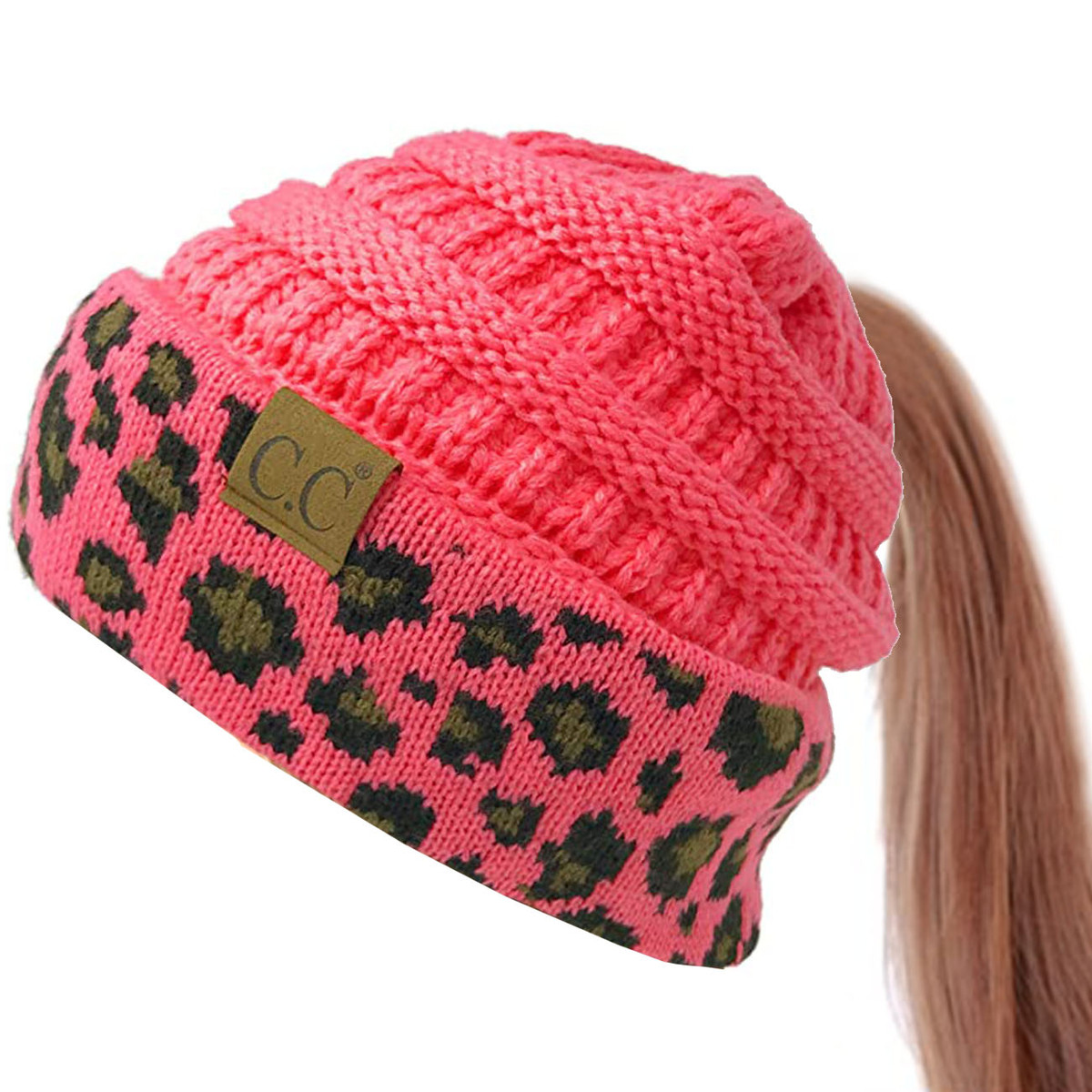 Women's Leopard Cuff Ribbed Beanie — beanie photo 6