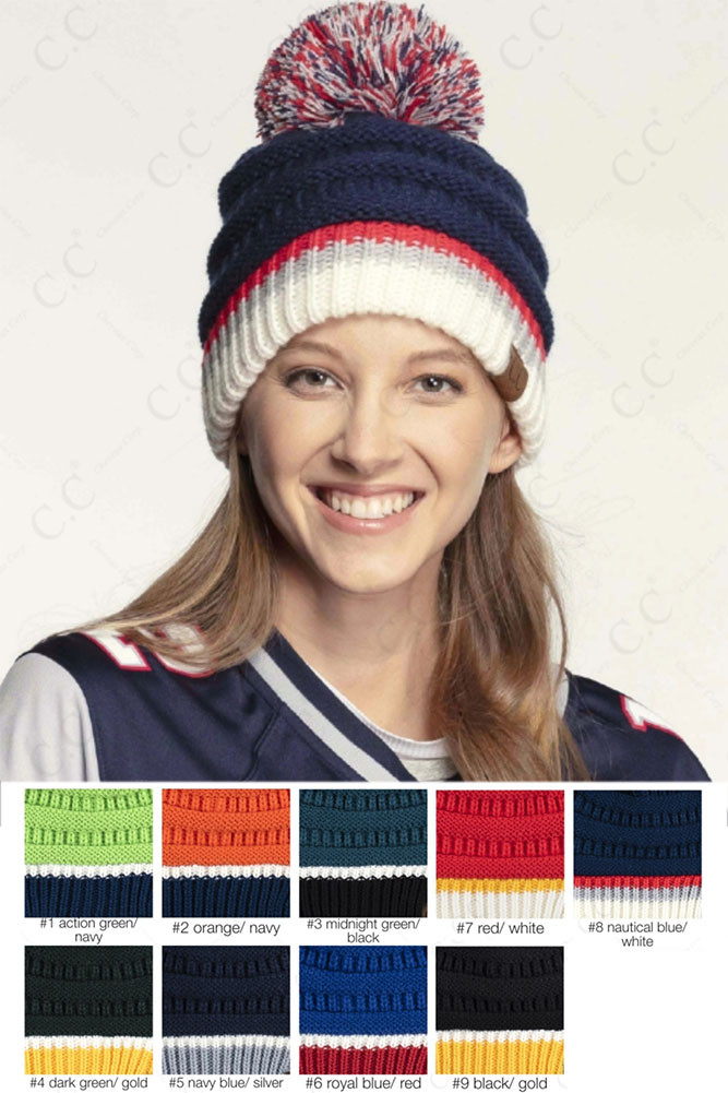 Women's Teal Color Ribbed Beanie with Pom by BURACQ