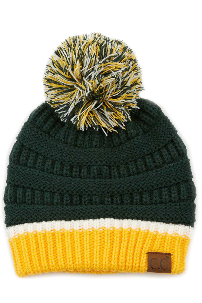 Women's Teal Color Ribbed Beanie with Pom — beanie photo 7