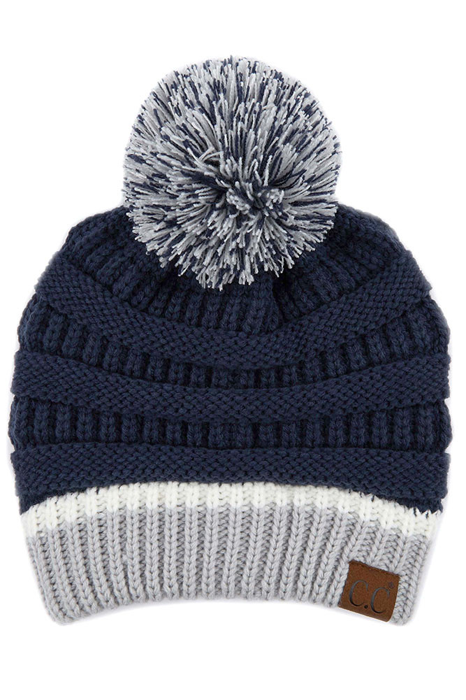 Women's Teal Color Ribbed Beanie with Pom — beanie photo 8