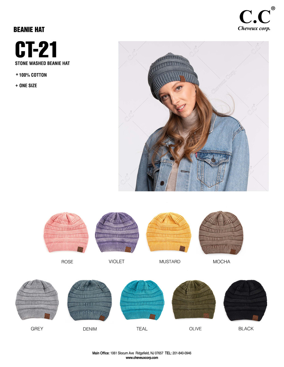 Women's Cotton Washed Ribbed Beanie — beanie photo 2