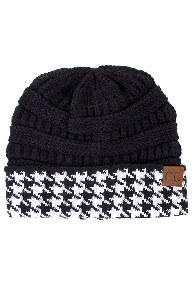 Women's Houndstooth Cuff Beanie — beanie photo 3