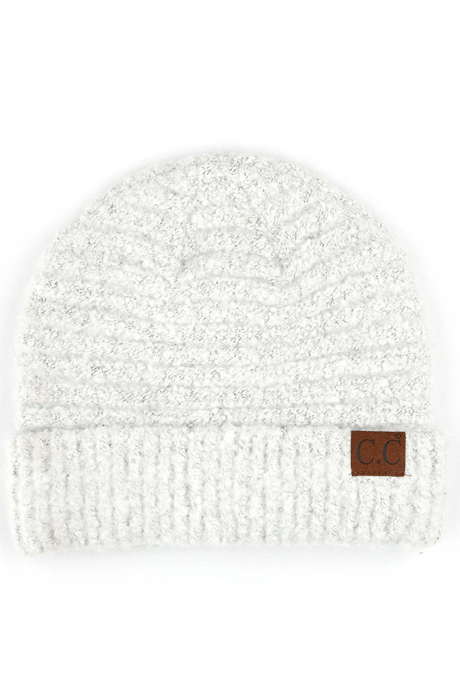 Women's Solid Boucle Yarn Beanie with Cuff — beanie photo 2