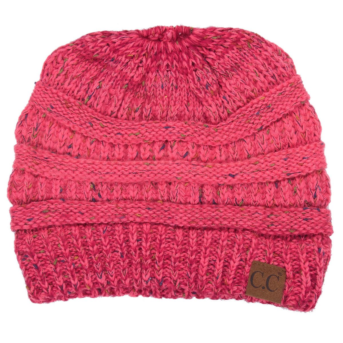 Women's Ombre Confetti Messy Bun Ponytail Beanie — beanie photo 4