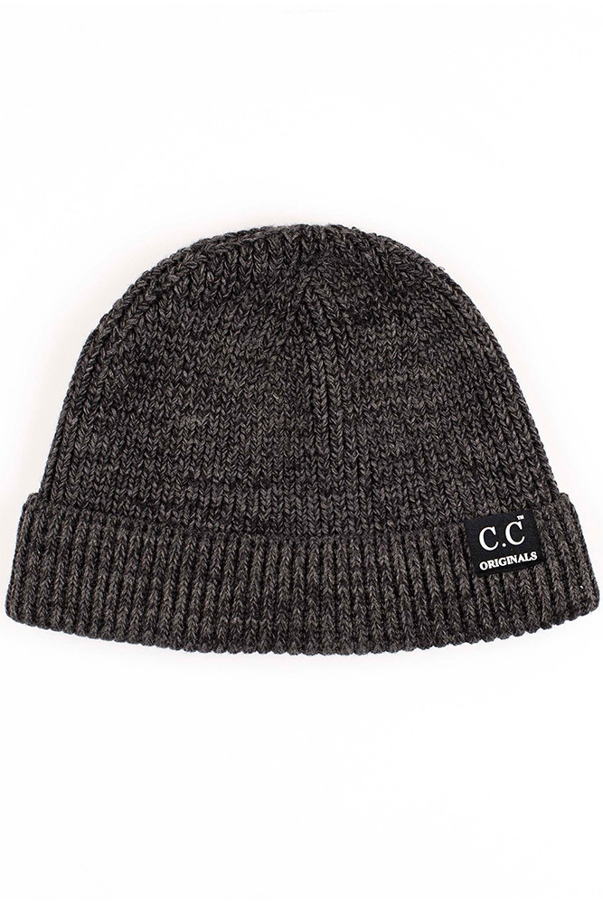 Women's Mixed Tone Short Beanie in Black