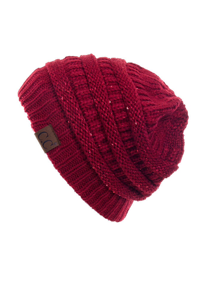 Women's Sequin Ponytail Messy Bun Beanie — beanie photo 7