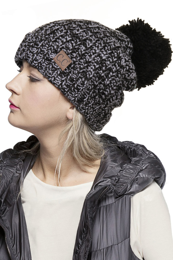Women's Chunky Multicolor Beanie with Pom-Hat — beanie photo 3