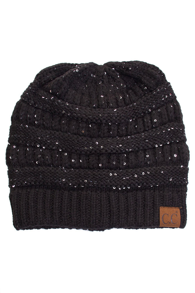 Women's Sequin Knitted Soft Beanie — beanie photo 3