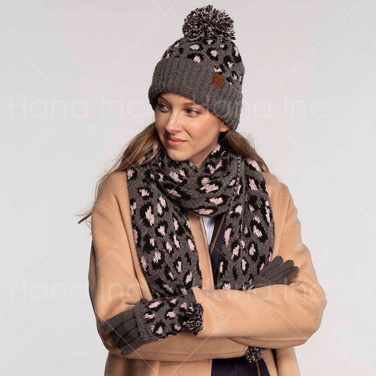 Women's Leopard Jacquard Knit Beanie — beanie photo 3
