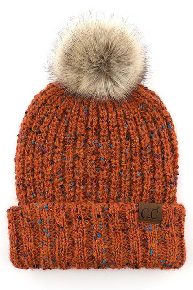 Women's Confetti Mohair Ribbed Pom Beanie — beanie photo 4