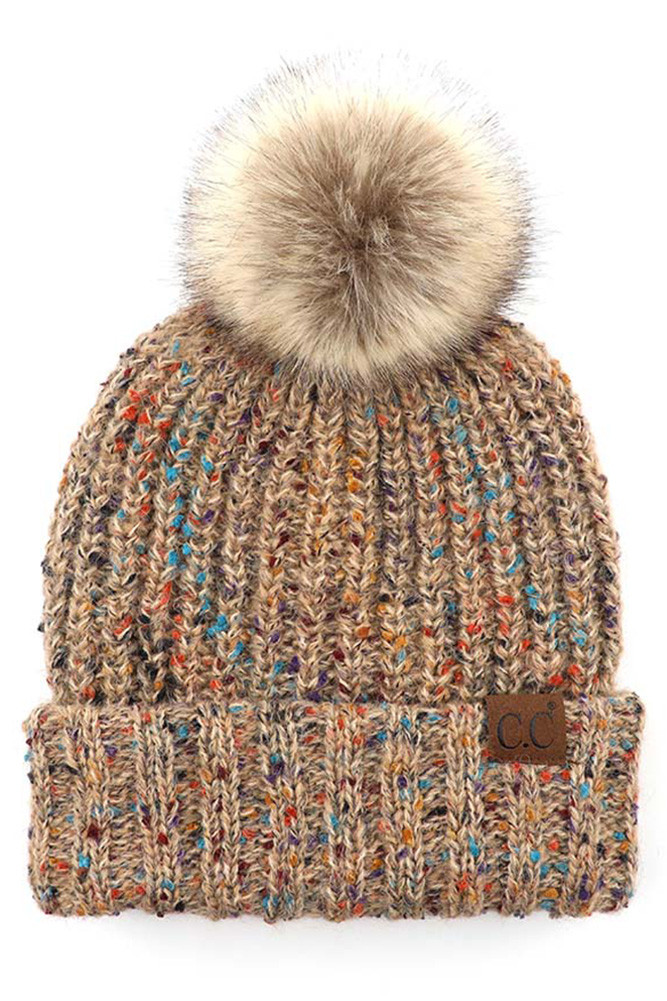 Women's Confetti Mohair Ribbed Pom Beanie — beanie photo 5