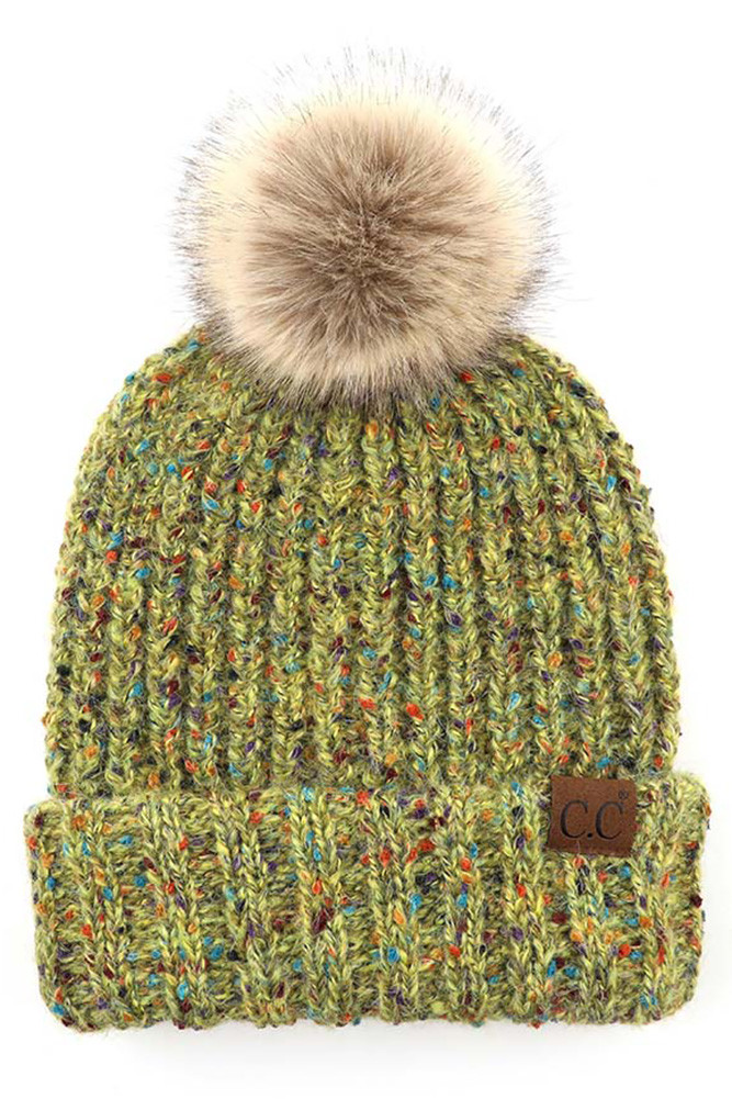 Women's Confetti Mohair Ribbed Pom Beanie — beanie photo 8