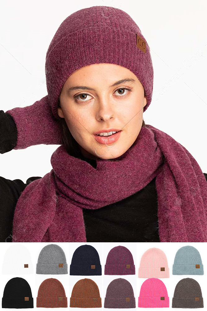 Women's Soft Recycled Fine Yarn Cuff Beanie — beanie photo 2