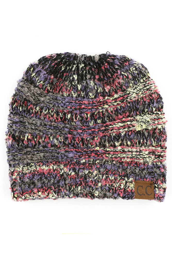 Women's Popcorn Confetti Messy Bun Beanie — beanie photo 5