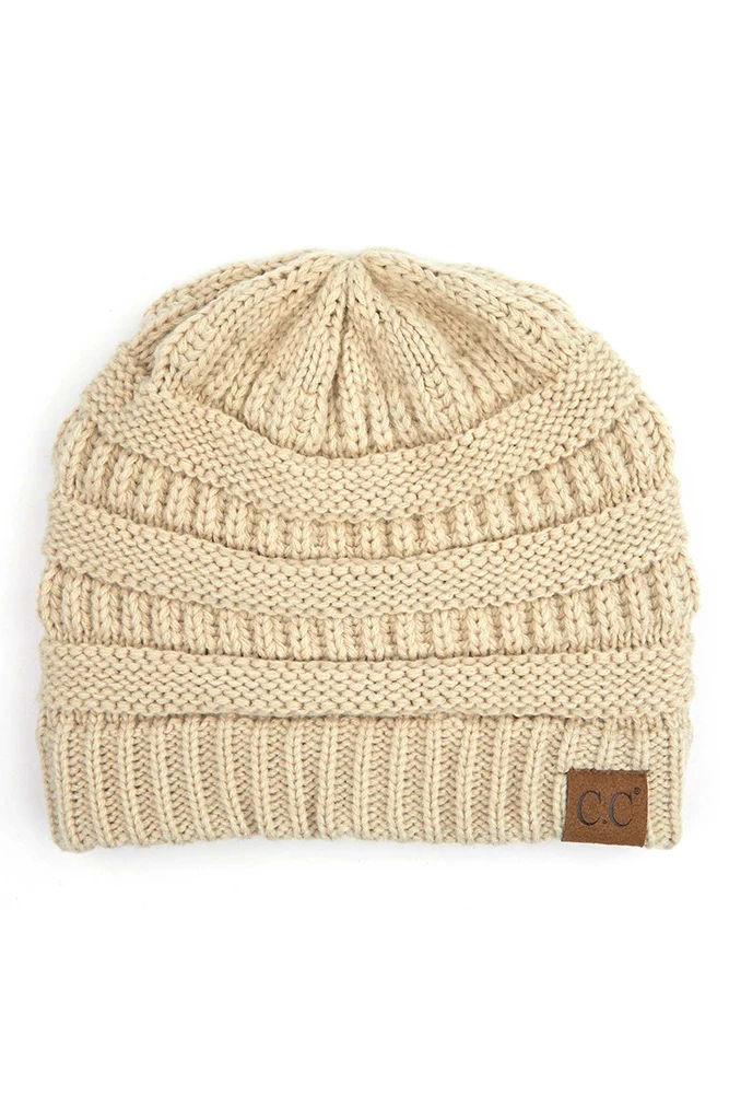 Women's Ribbed Kit Solid Beanie by BURACQ