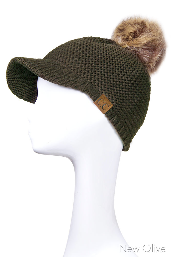 Women's Knit Brim Beanie with Pom — beanie photo 3