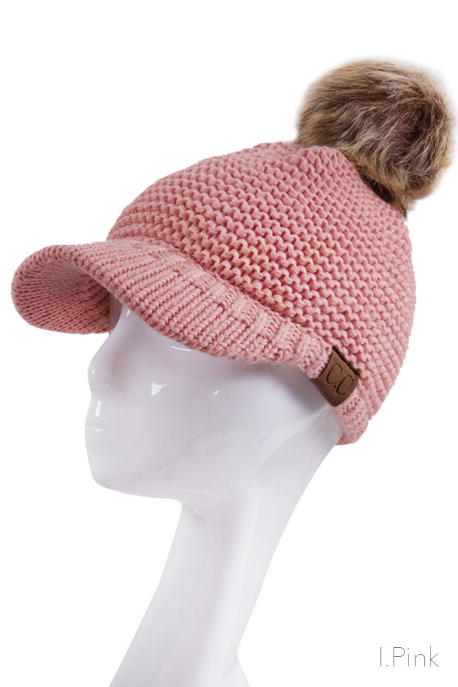 Women's Knit Brim Beanie with Pom — beanie photo 4