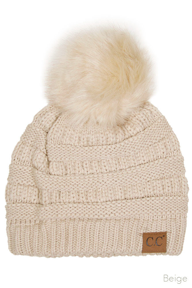 Women's Solid Knit Beanie with Pom — beanie photo 8