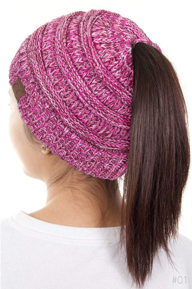 Women's Four Tone Ponytail Beanie-Mb — beanie photo 4