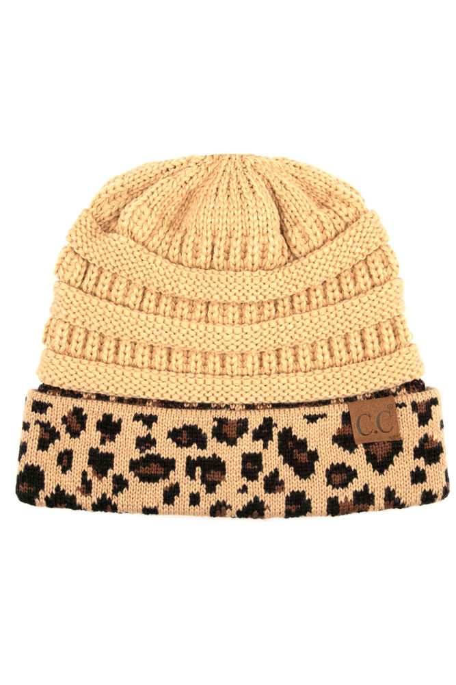 Women's Leopard Cuff Knit Beanie — beanie photo 8