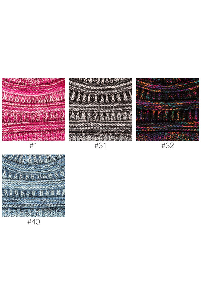 Women's Multi Tone Beanie with Pom — beanie photo 2