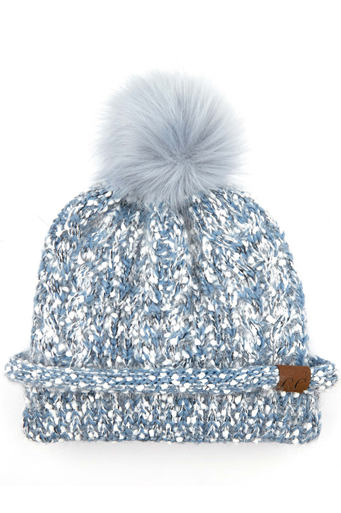 Women's Eyelash Confetti Yarn Knit Beanie with Pom — beanie photo 8