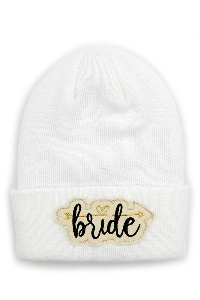 Women's Bride Patch Knit Cuffed Beanie by BURACQ
