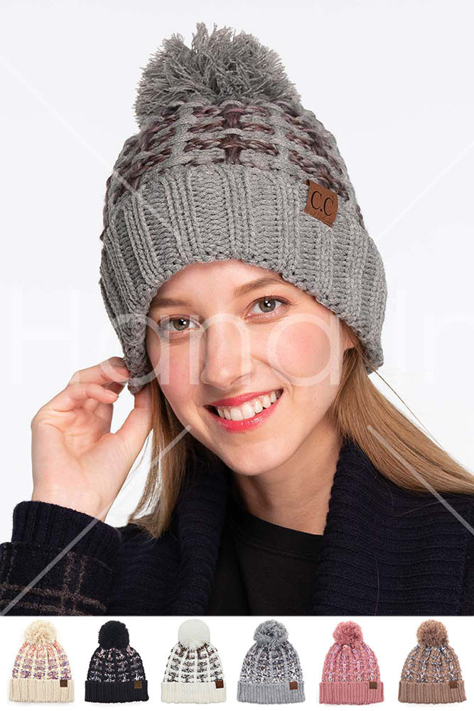 Women's Ombre Double Slipstitch Beanie with Pom in Mauve by BURACQ