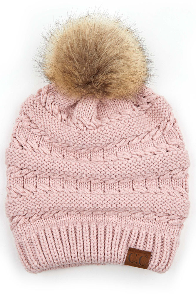 Women's Tilted Whip Stitch Slouch Beanie with Pom — beanie photo 4