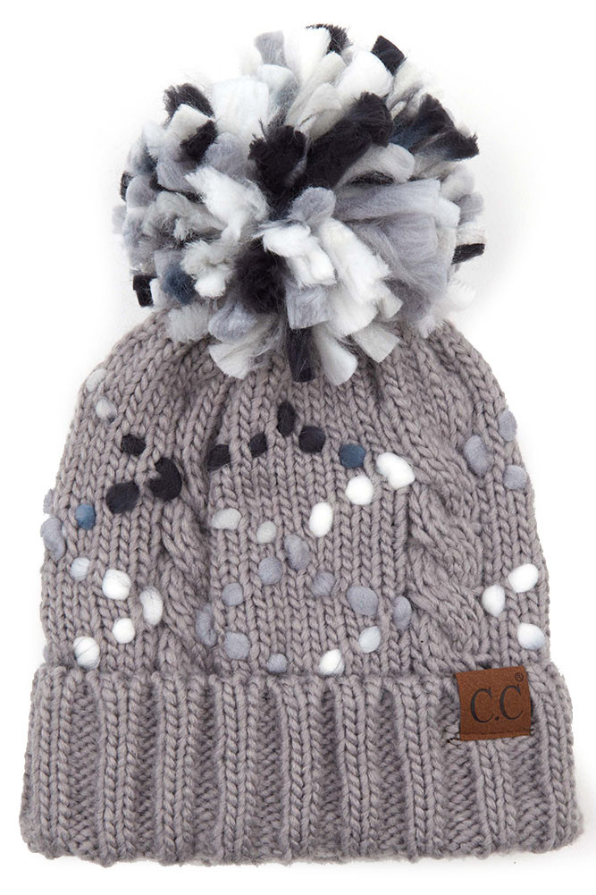Women's Chunky Jumbo Yarn Lining Beanie with Pom — beanie photo 2