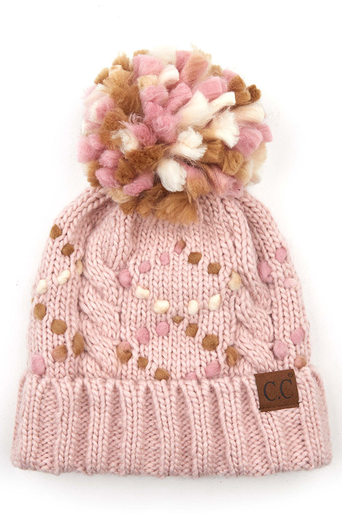 Women's Chunky Jumbo Yarn Lining Beanie with Pom — beanie photo 6