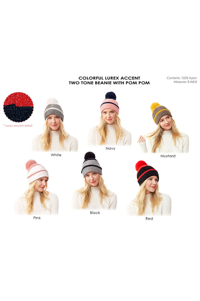 Women's Colorful Lurex Striped Knitted Beanie — beanie photo 2