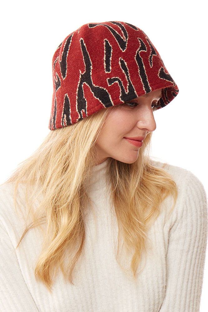 Women's Soft Fabric Leopard Bucket Hat in Burgundy by BURACQ