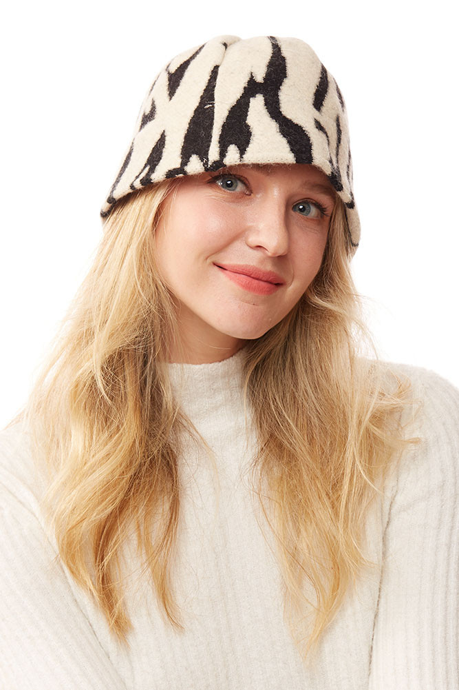 Women's Soft Fabric Leopard Bucket Hat in Ivory by BURACQ