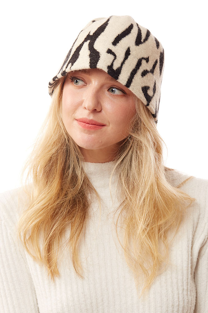 Women's Soft Fabric Leopard Bucket Hat in Ivory