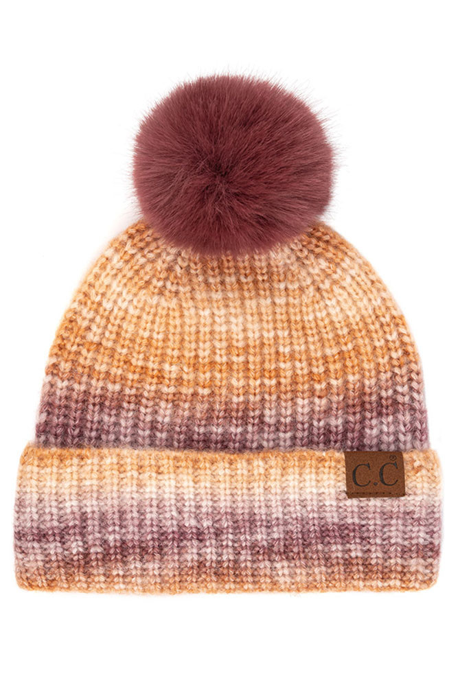 Women's Multicolor Ombre Beanie with Pom by BURACQ