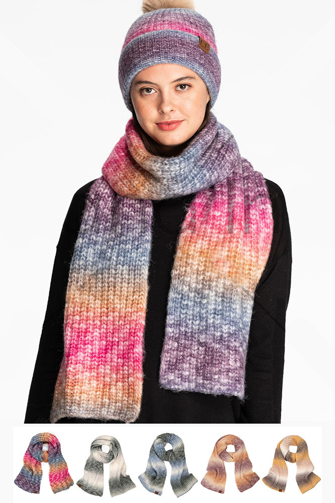 Women's Multicolor Rib Knit Scarf — scarf photo 2