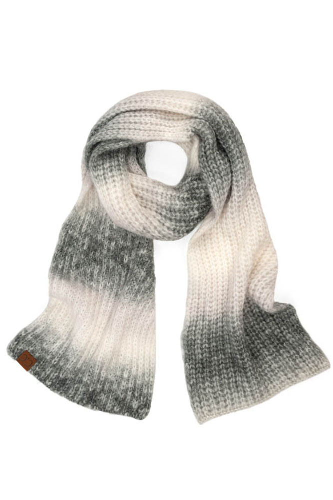 Women's Multicolor Rib Knit Scarf in Black