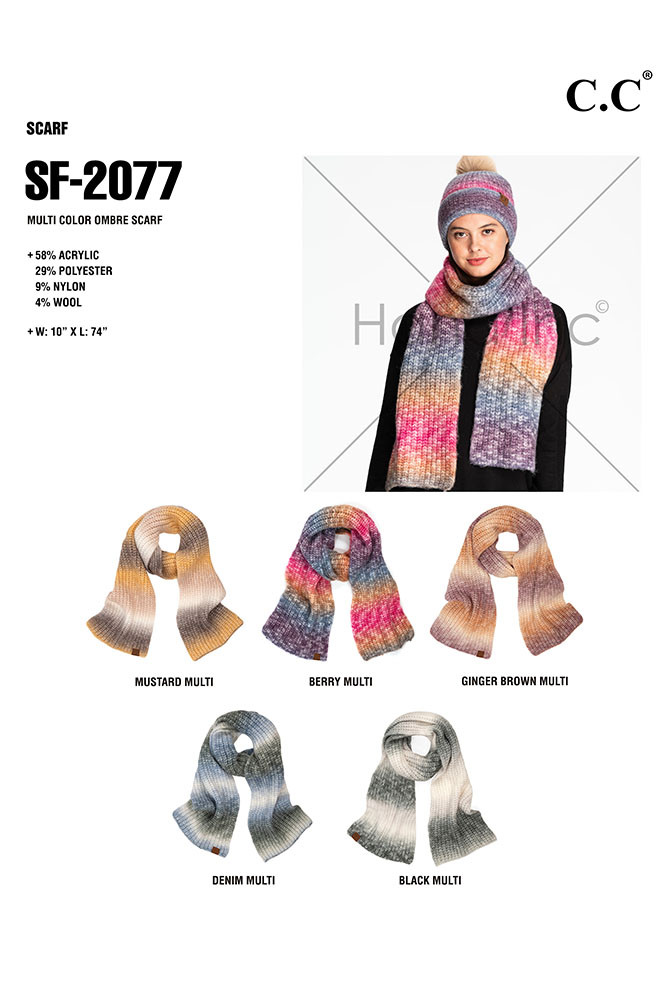 Women's Multicolor Rib Knit Scarf — scarf photo 3