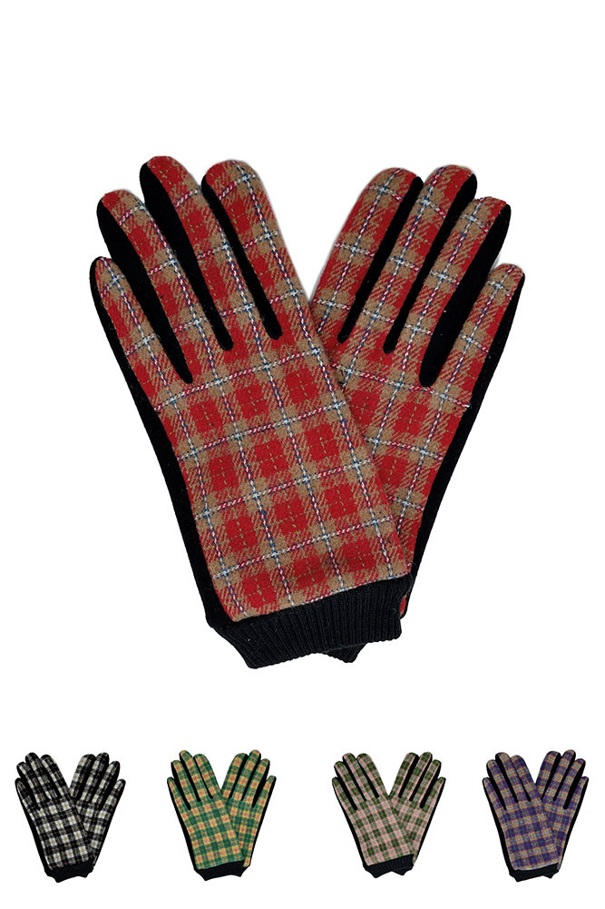 Women's Classic Plaid and Check Touch Gloves by BURACQ