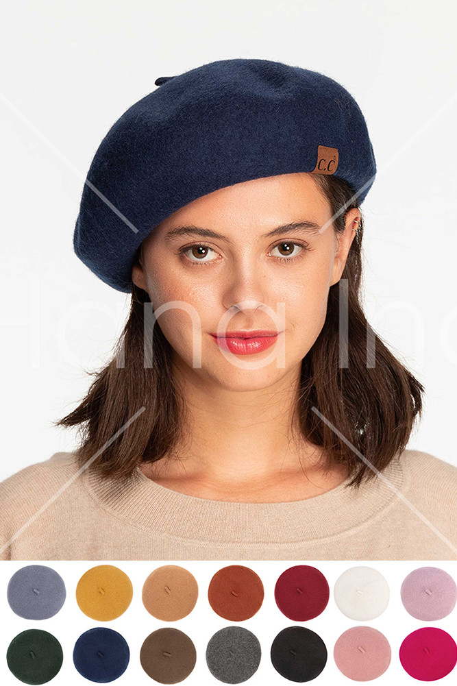 Women's Solid Wool Beret in Mustard by BURACQ