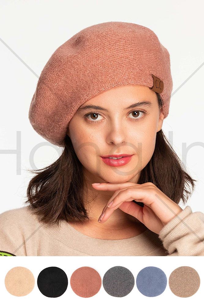 Women's Scalloped Texture Pattern Wool Beret Beanie in Denim by BURACQ