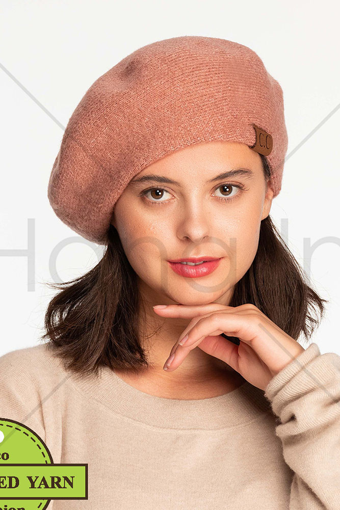 Women's Scalloped Texture Pattern Wool Beret Beanie — beret photo 3