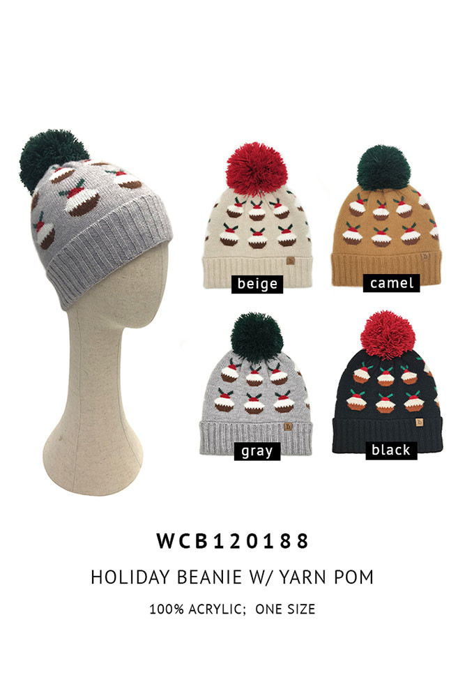 Women's Christmas Holiday Beanie with Yarn Pom — beanie photo 2