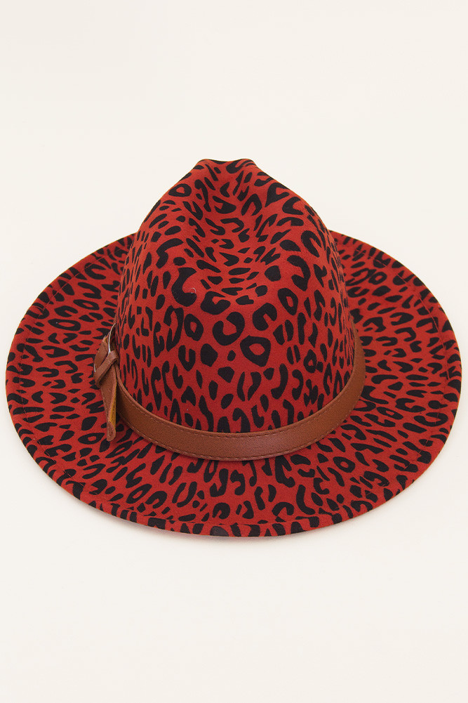 Women's Leopard Pattern Fedora Hat with Belt — fedora photo 3